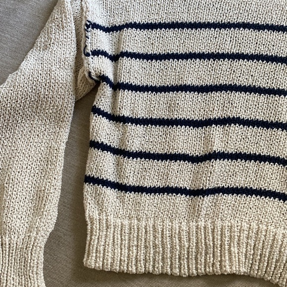 Cotton On Cotton Blend Striped Cream Navy Knit Sweater Size S - Picture 4 of 7